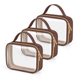 Tsa Approved Toiletry Bag, 3 Pack Clear Makeup Bags With Handles, Quart Size💖